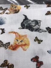 Handmade Hair Scrunchie Cute Kittens & Butterflies 100% Cotton Fabric