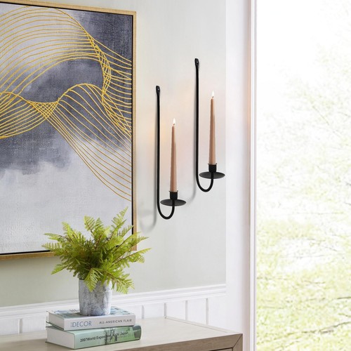 Metal wall candle sconce - candle, set