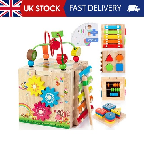 Wooden activity cube - cube, 8-in-1