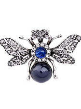 Emerald Bee Broach Vintage Style Insect Diamante Brooch Pin Womens