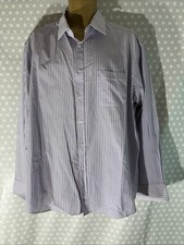 Mens Debenhams 18.5” Purple Stripe Long Sleeve Tailored Fit Smart Suit Shirt