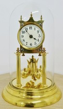 Superb Antique German JUF 400 Day Anniversary Brass & Glass Torsion Mantle Clock