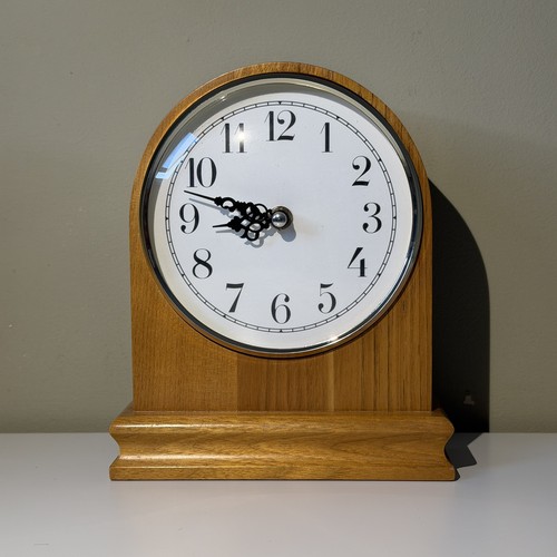 Wooden arched mantel clock - clock, oak