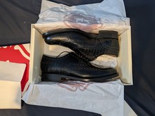 Grenson Stanley Black Crocodile Leather Shoes Men Size 10.5 UK Brand New In Box