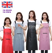Extra Long Apron PU Leather Kitchen Restaurant Cafe Cooking Chef Butler Pocket