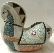 Viking Horse Figural Coin Bank Scandinavia Studio Art Pottery Artist Signed NOB