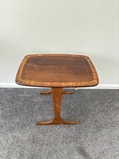 Vintage Mid-Century Modern Folding Side Table – Wooden with Inlay Detail