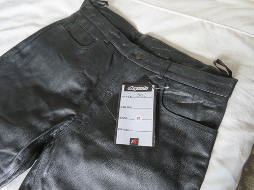 Black leather jeans 38w - black,