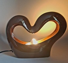 Brown Ceramic Table Lamp Heart Shaped Love Abstract