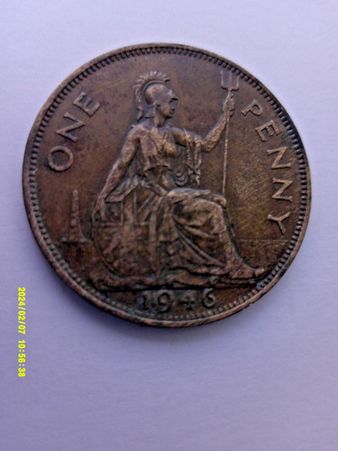King george 1946 one penny - king,
