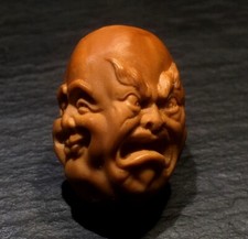 Natural Olive Nut Carved Four-Face Buddha Head Statue Bead Pendant Amulet Decor