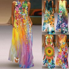 Womens Holiday Boho Maxi Dress Summer BeacH Kaftan Long Dress Sundress Plus Size