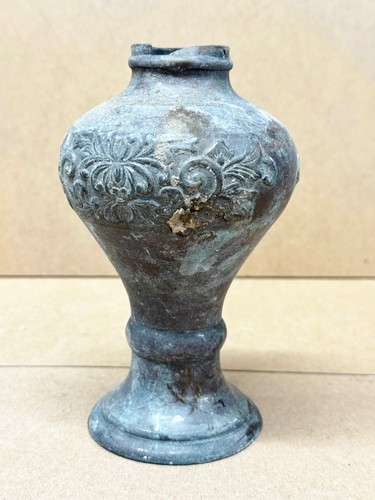 Antique bronze vase embossed - antique,