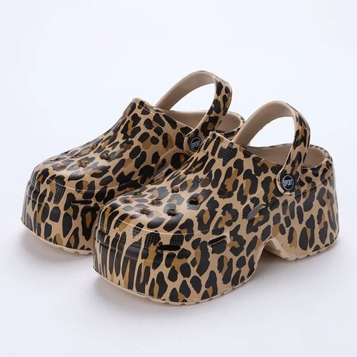 Leopard platform clogs women - leopard,