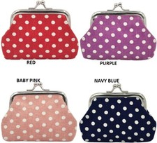 Polka Dot Coin Purse  Fabric Wallet Pocket Money Purse Kiss Clasp Various Colour