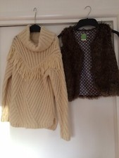 John Lewis Fluffy Shrug Age 7 Fringed Cream Jumper Age 8 can be worn  separate 
