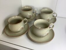 VINTAGE. Denby. DAYBREAK. Set of four cups and saucers. Floral pattern. Beige.