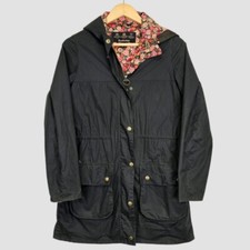 Barbour Lula Durham floral lined wax waxed parka jacket coat  UK 8