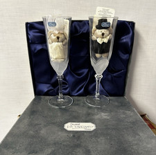 A Beautiful Pair Of JG Durand "Florence" Crystal Flute Glasses with box