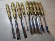 Lot of 9 wood chisels by Marples, 7 x Gouge chisels and 2 x mortice chisels.
