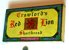 RARE CRAWFORDS RED LION SHORBREAD BISCUIT TIN BOX 1930s-50s