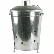 Medium Galvanised Metal Incinerator Garden Rubbish Fire Burning Bin Wood Burner