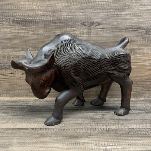 Vintage hand carved male - carved, bull