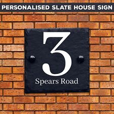 Rustic Natural Slate House Gate Door Sign Plaque Personalised Number Name Plate