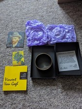 Van Gogh Irises Bangle Bracelet Erwin Pearl 22K Gold Plated Enamel Museum COA