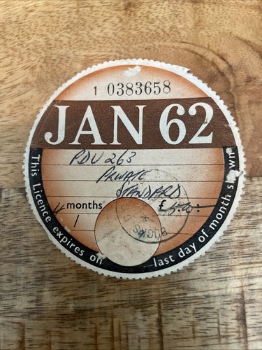 Vintage old tax disc january - vintage,