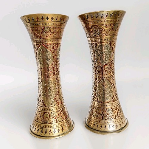 Indian ornate brass - brass, vases