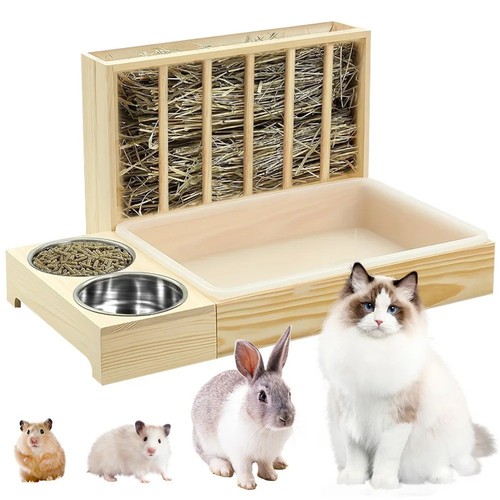 Rabbit hay feeder with - in,