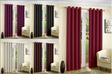 Blackout Thermal Curtains Eyelet Ring Top Curtain Pair With Tie Backs 