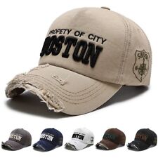 BOSTON Embroidery Trucker Baseball Hat Distressed Hip Hop Snapback Cap
