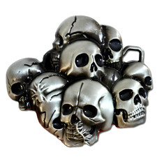 Skull Belt Buckle Black Enamel