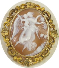 Venus & Cupid Shell Cameo c1880 Gold? plated? Stunning Quality 5x4cm As Seen