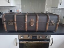 vintage large old suitcase, steamer trunk, storage box
