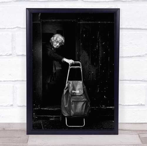 Old woman luggage train - old,