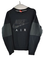 Nike Air Mens Crewneck Sweatshirt Black Cotton Sports Retro Logo Pullover Size S