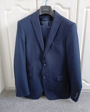 Mens Slaters 3pc Suit Blue With 8 Pc Tie Bundle