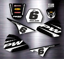 YAMAHA PW 80 BLACK GRAPHICS inc. Rider Name and Number Custom Stickers decals