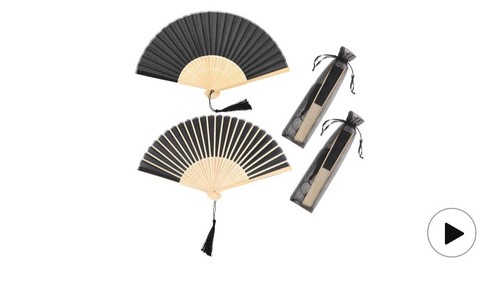 Black folding fan - black, pcs