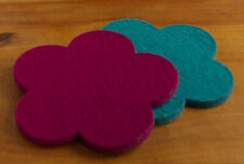 Pair of Aqua/Pink Felt Drinks Coasters 11.5cm Pads Table Mat