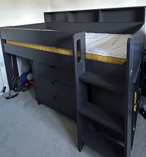 Dark Grey Mid Sleeper Cabin Bed with Desk, storage Aire AIR102