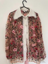 Dream Sister Jane Sheer floral embroidery blouse sz S