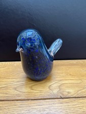 Vintage Wedgwood (?) Paperweight Art Glass Blue Grey and Clear Bird Ornament