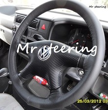 FOR VW TRANSPORTER T4 1991-2004 REAL BLACK ITALIAN LEATHER STEERING WHEEL COVER