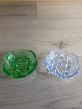 Set of 2 Vinatge Bohemian Coloured Glass Small Dishes Sold 3"          C