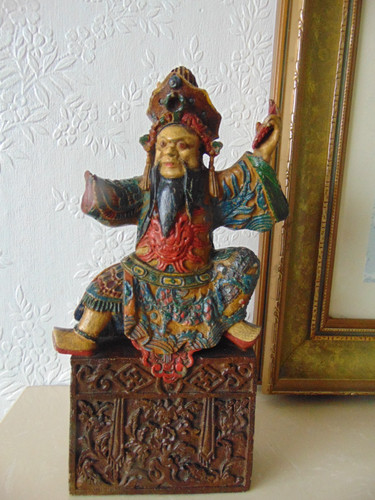 Qing chinese polychrome - polychrome, carved