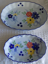 Pair X 2 Ceramic Pie Flan Dish Cookware Oven To Table 9" & 7" Long VGC